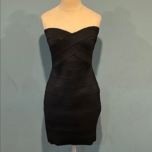 Express Black Strapless Bandage Bodycon Mini Dress size Small Y2K